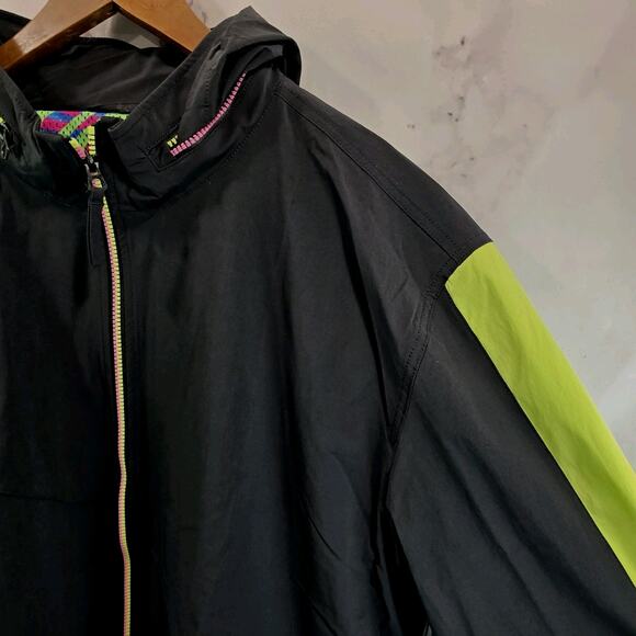 Chubbies Jacket Mens 2XL Black Green Pink Retro Windbreaker Zip Packable Hood - Picture 11 of 11